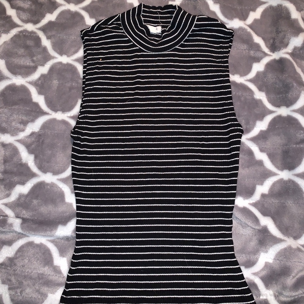 Garage tight fit black and white striped tank